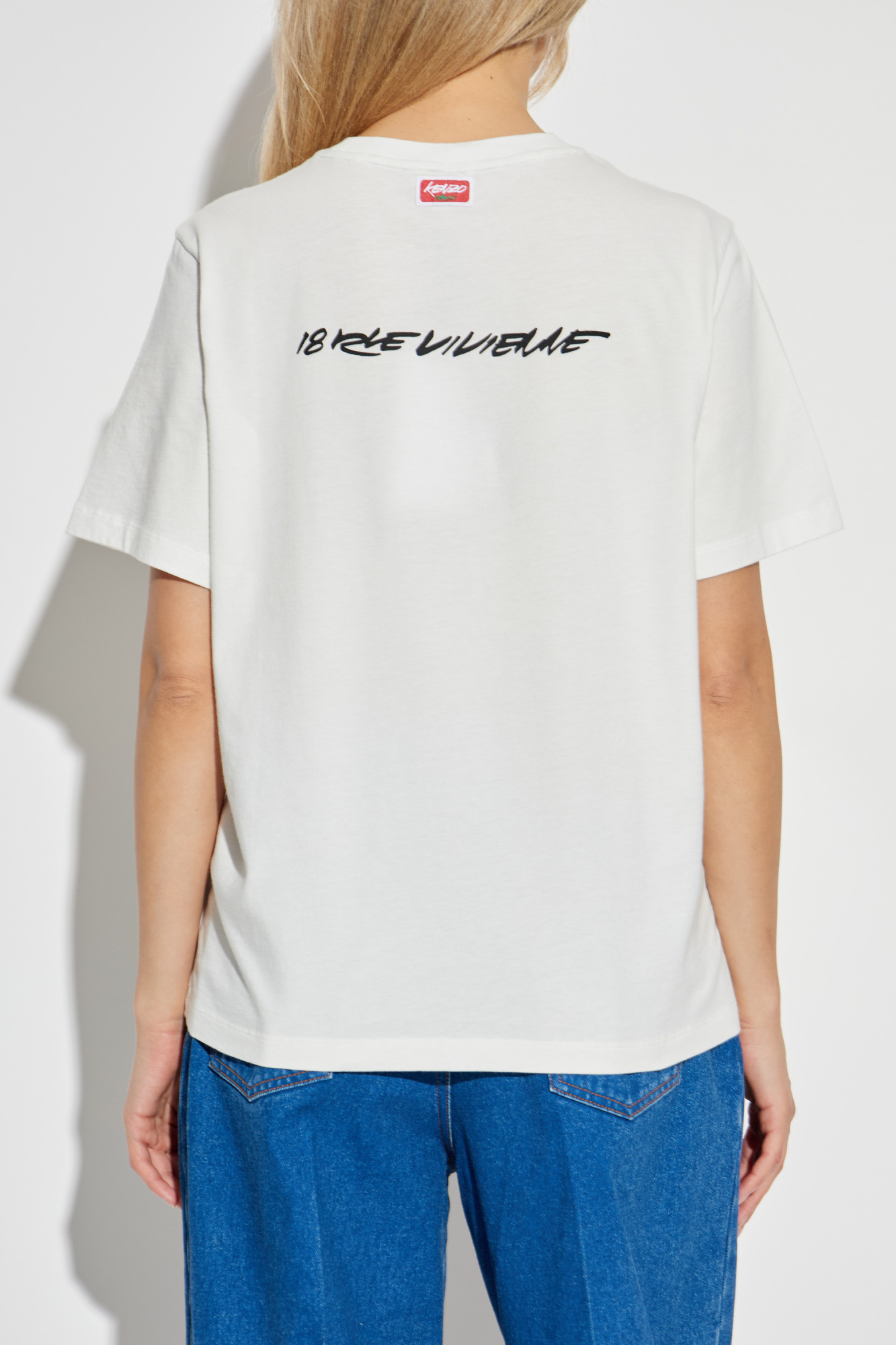 Tシャツ・カットソー Kenzo White Cotton T-Shirt With Logo Kenzo logo-embroidered Cotton T-shirt | White | FARFETCH TR
